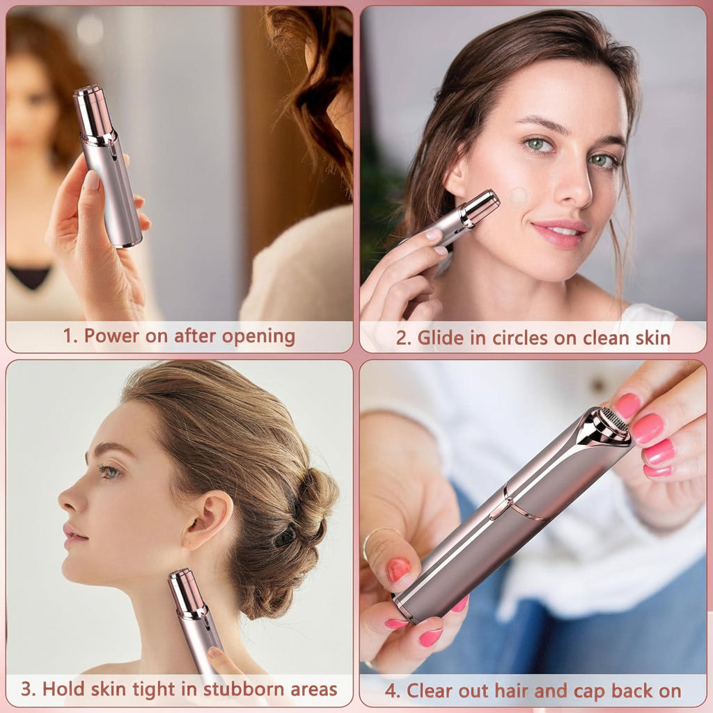 Cell Operated Flawless Women Painless Hair Remover Face Facial Hair Remover