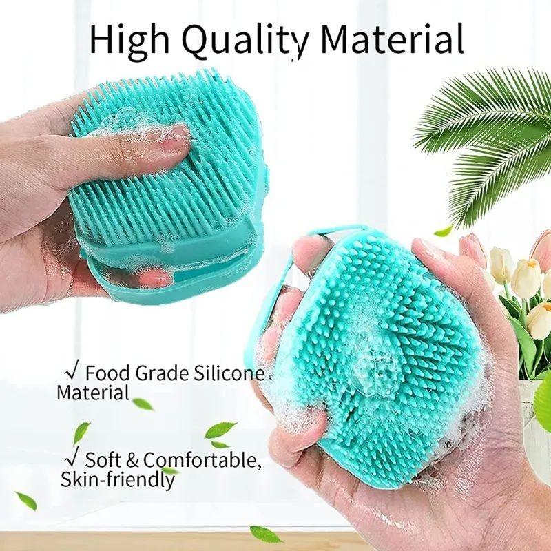 Silicon Bath Body Brush, Exfoliating Body Scurb Brush with Soap Dispenser, 2 in 1 Ultra Soft Bath Sponge Shower Brush and Body Massager