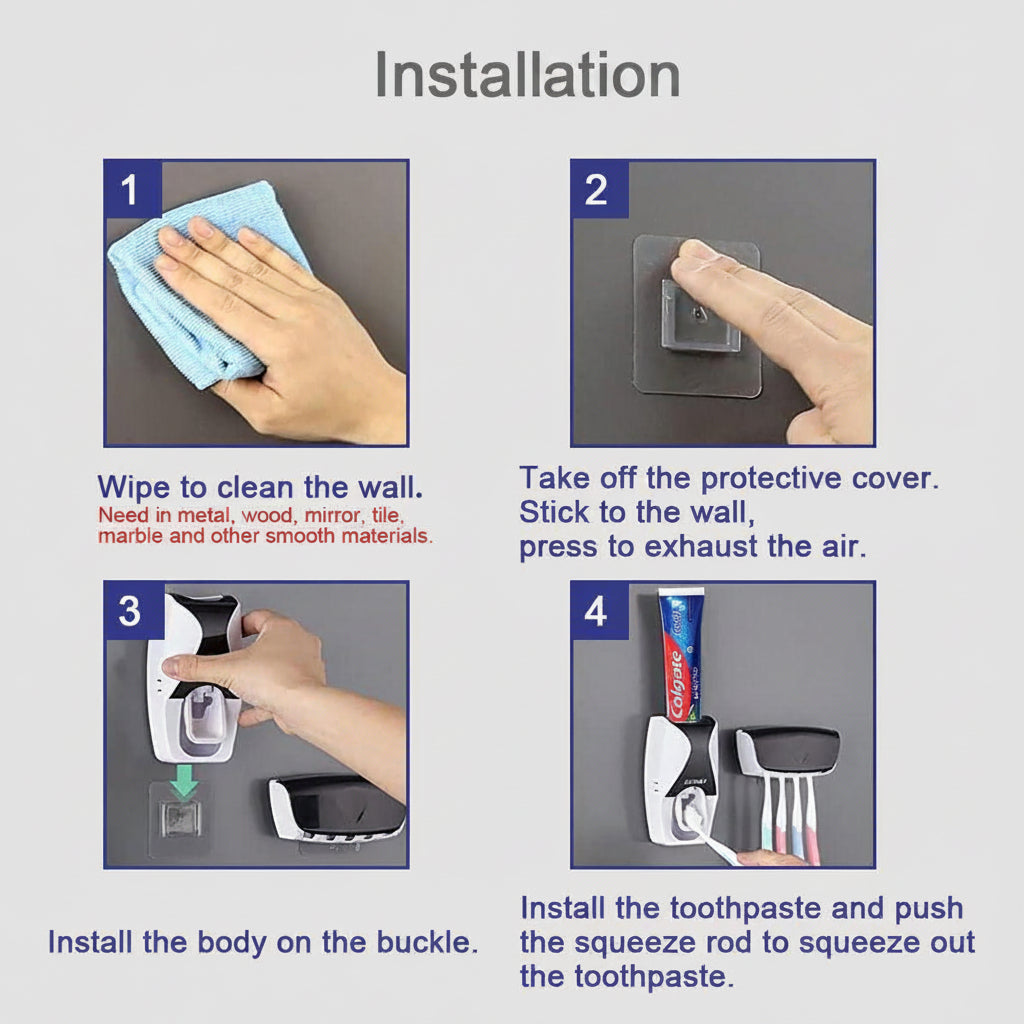 Toothpaste Dispenser & Brush Holder