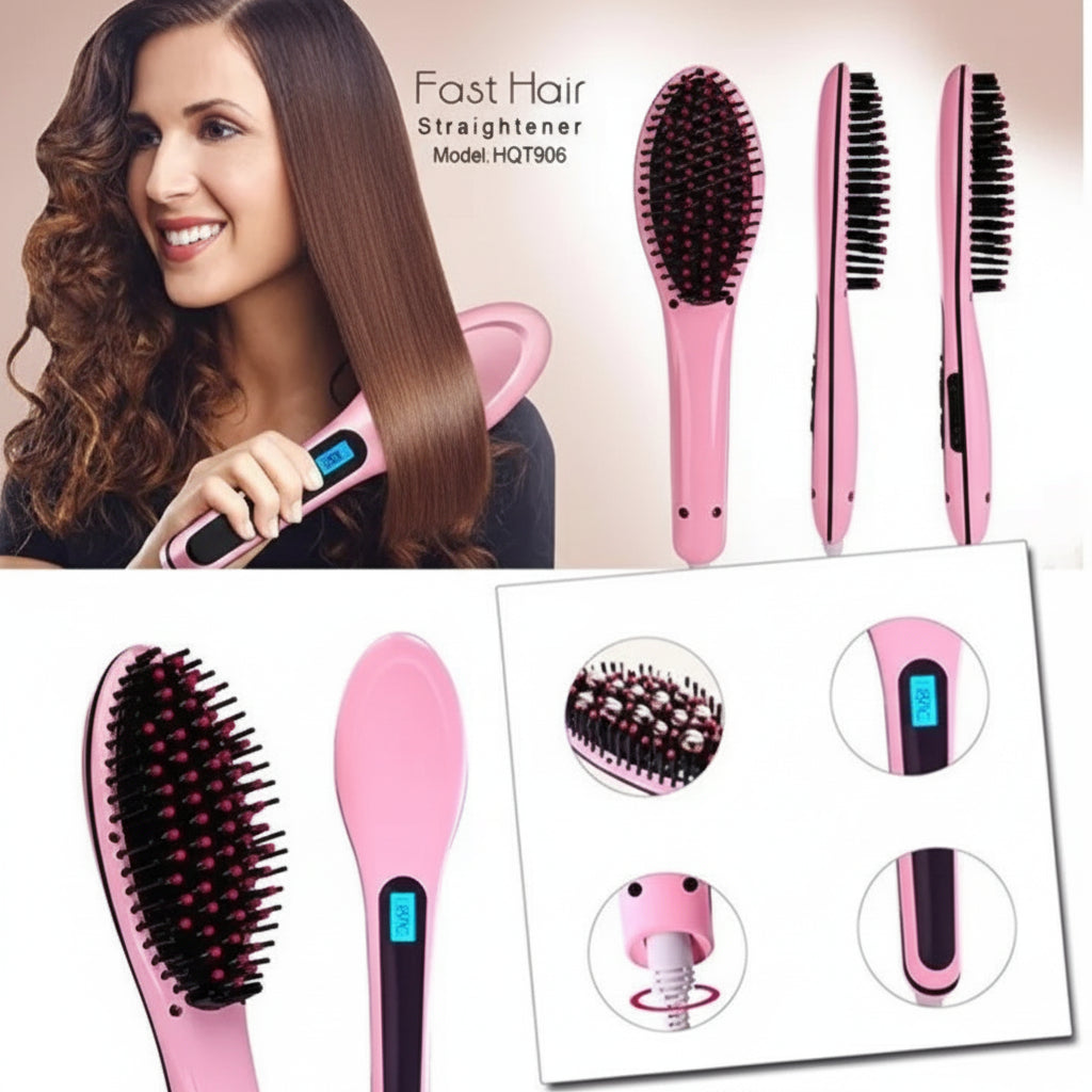 Digital Fast Brush Electric Hair Straightener
