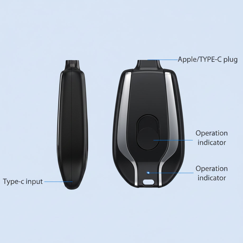 Android Keychain Phone Charger Emergency Power Banks Retractable Plug Power Fast Charging