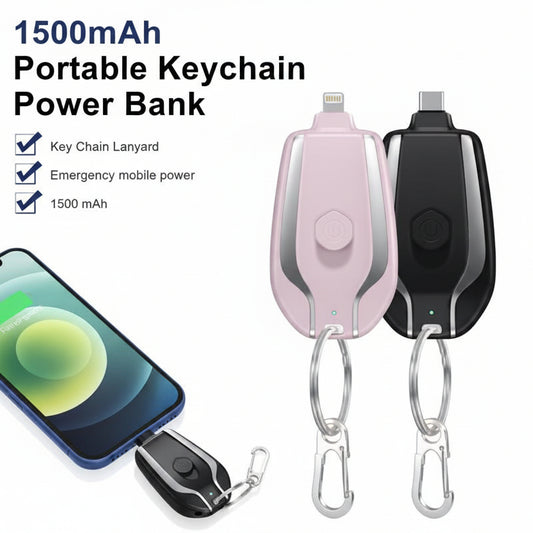 Android Keychain Phone Charger Emergency Power Banks Retractable Plug Power Fast Charging