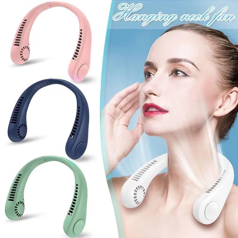 Neck Fan Portable Bladeless neck fans rechargeable USB Cooling Fan Super Strong hanging neck fan Portable Personal Fan Super Quiet Fan Dual Cooling Fan Summer Fan for Outdoor Sports Home Office Travel