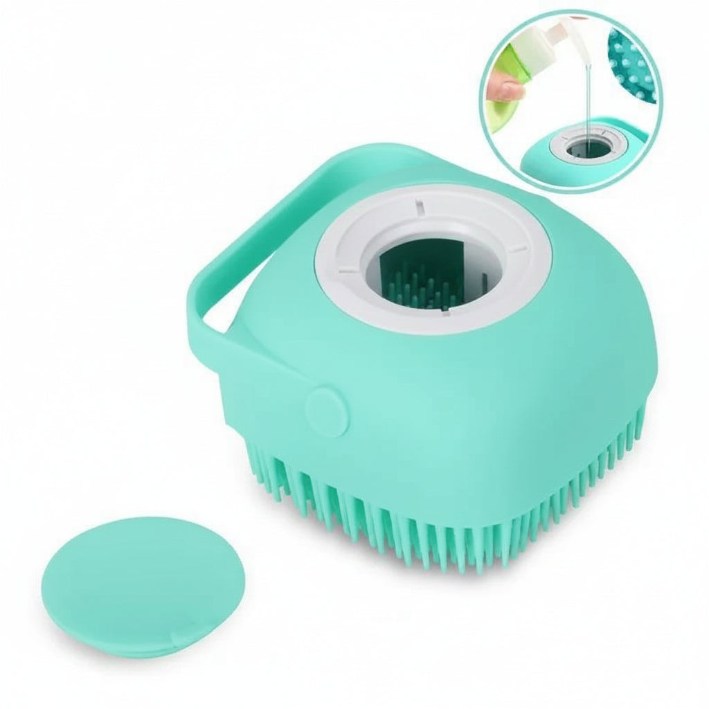 Silicon Bath Body Brush, Exfoliating Body Scurb Brush with Soap Dispenser, 2 in 1 Ultra Soft Bath Sponge Shower Brush and Body Massager