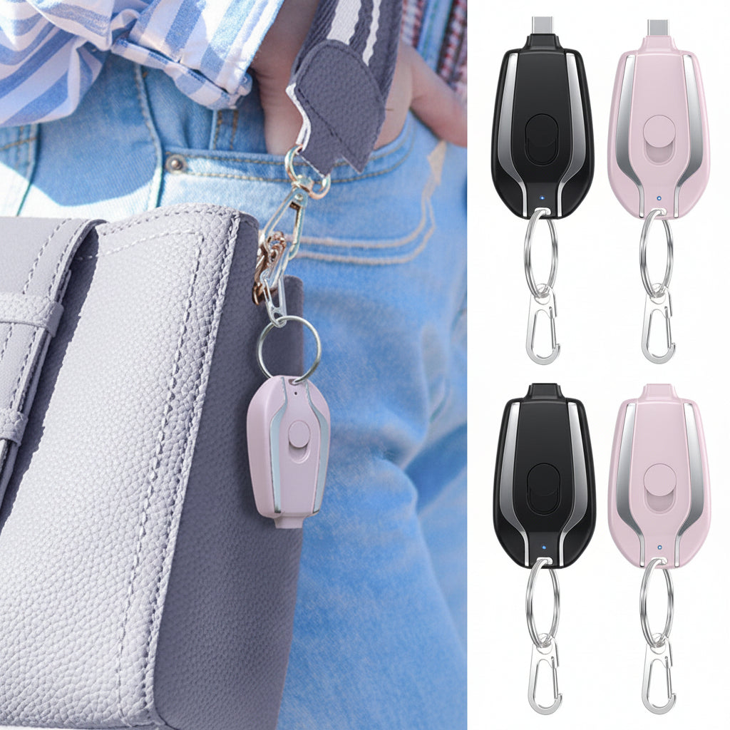 Android Keychain Phone Charger Emergency Power Banks Retractable Plug Power Fast Charging