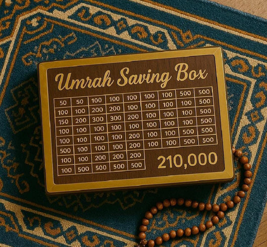 Umrah Savings Box 280 Days Wooden Money Saving Jar for Hajj Umrah