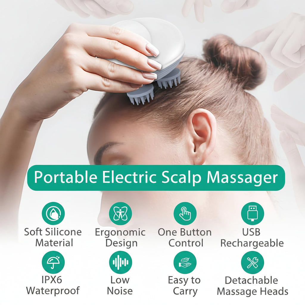 Electric Scalp Massager 4 Head Hair & Scalp Massage Brush