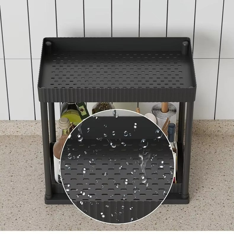 Multi-Functional Kitchen Shelf | Nail-Free Installation | Rust-Proof Carbon Steel Organizer | Waterproof & Strong Load-Bearing |