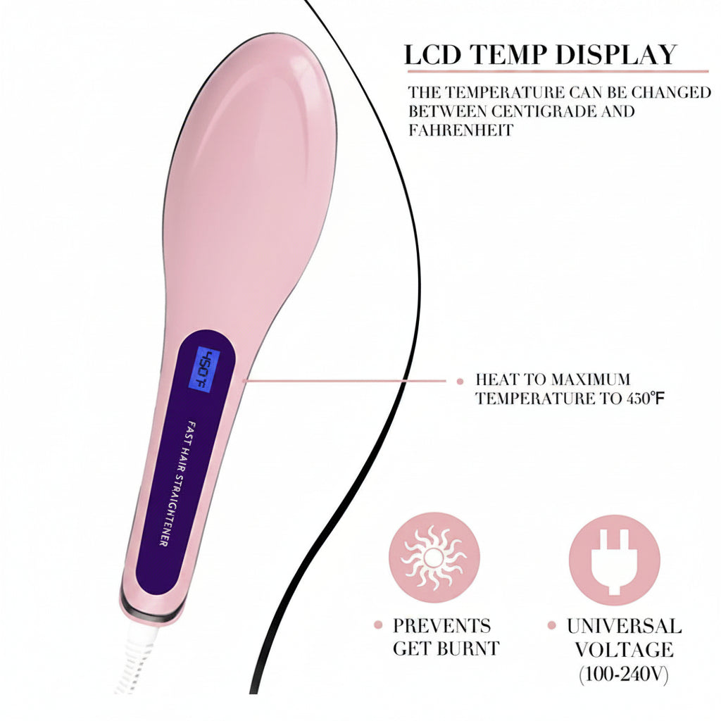 Digital Fast Brush Electric Hair Straightener