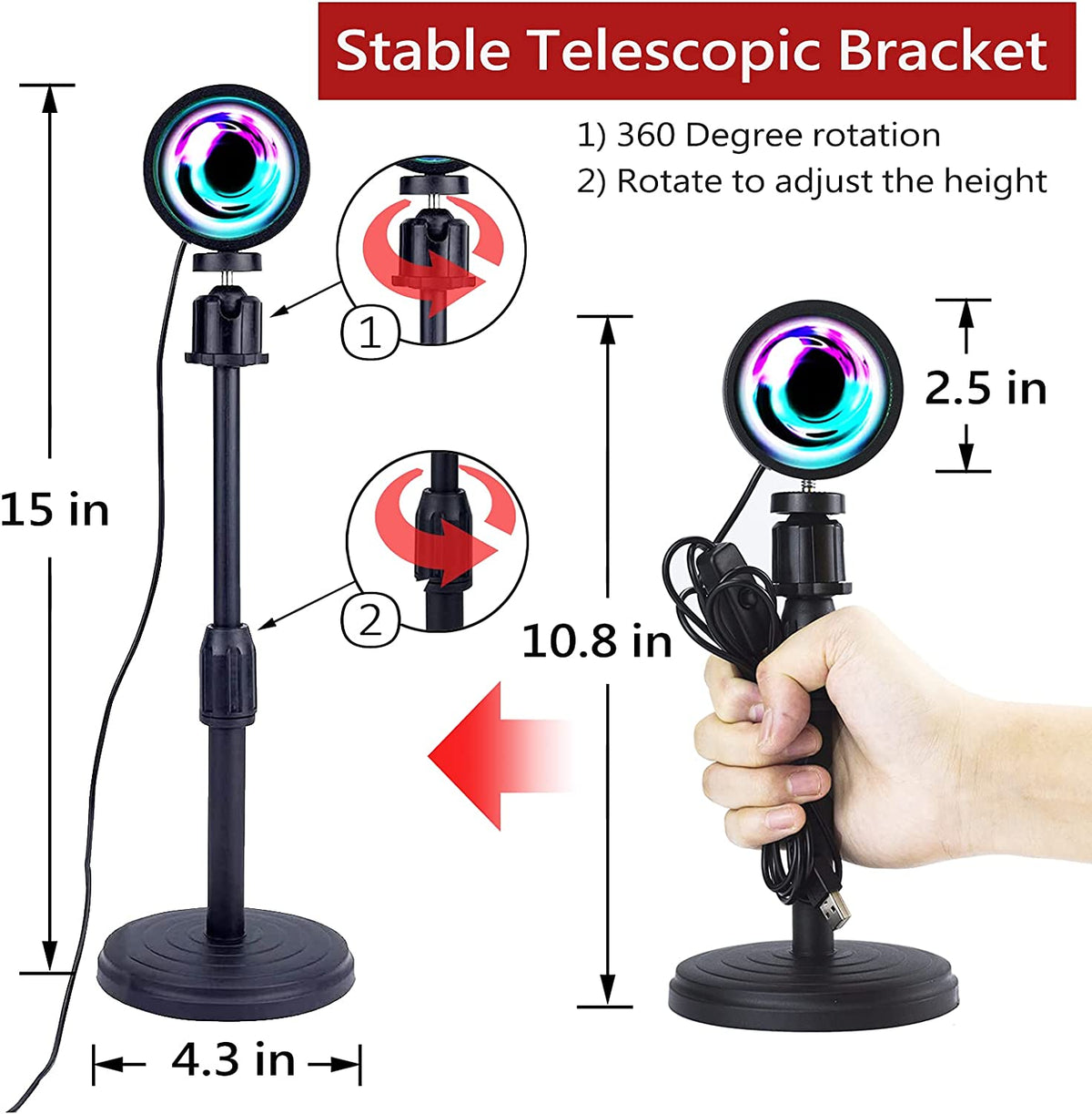 3-in-1 Sunset Light lamp Sunset Projection lamp