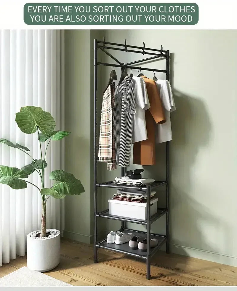 Multifunctional Corner Coat Rack | Nail-Free Installation | Space-Saving Coat & Storage Organizer | Waterproof & Durable | 3 Layers