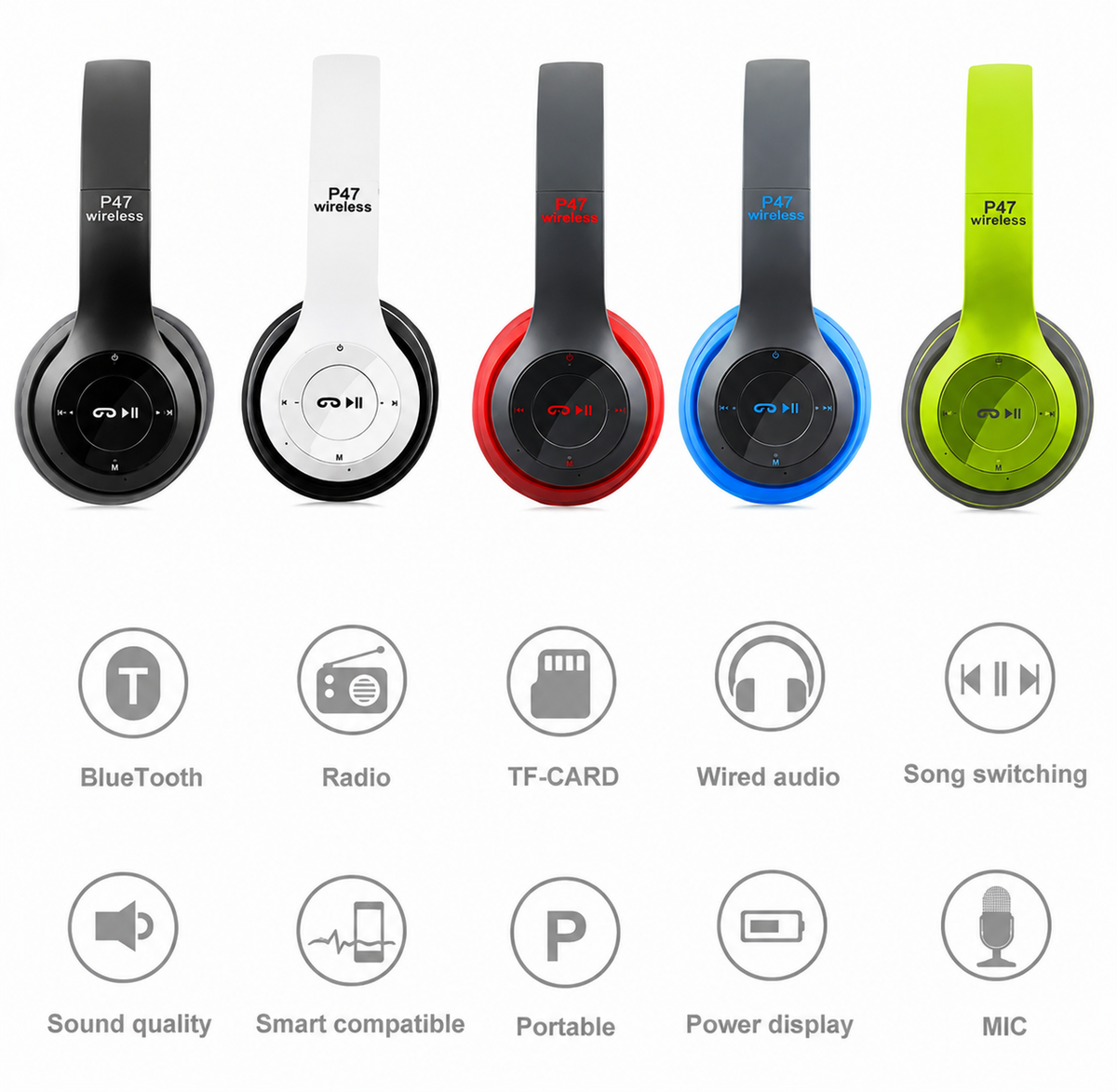 P47 Wireless Bluetooth Foldable Headphone