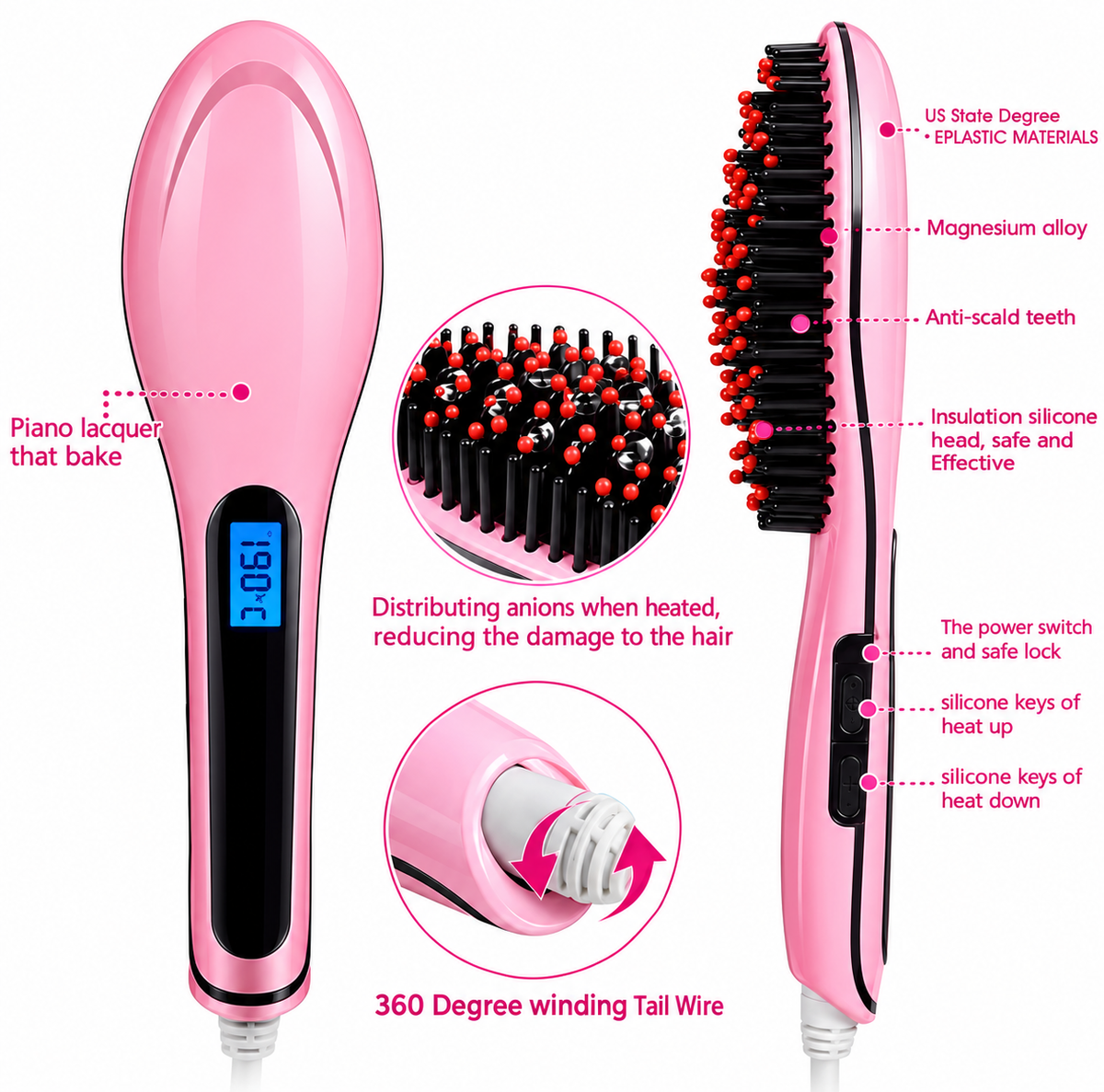 Digital Fast Brush Electric Hair Straightener