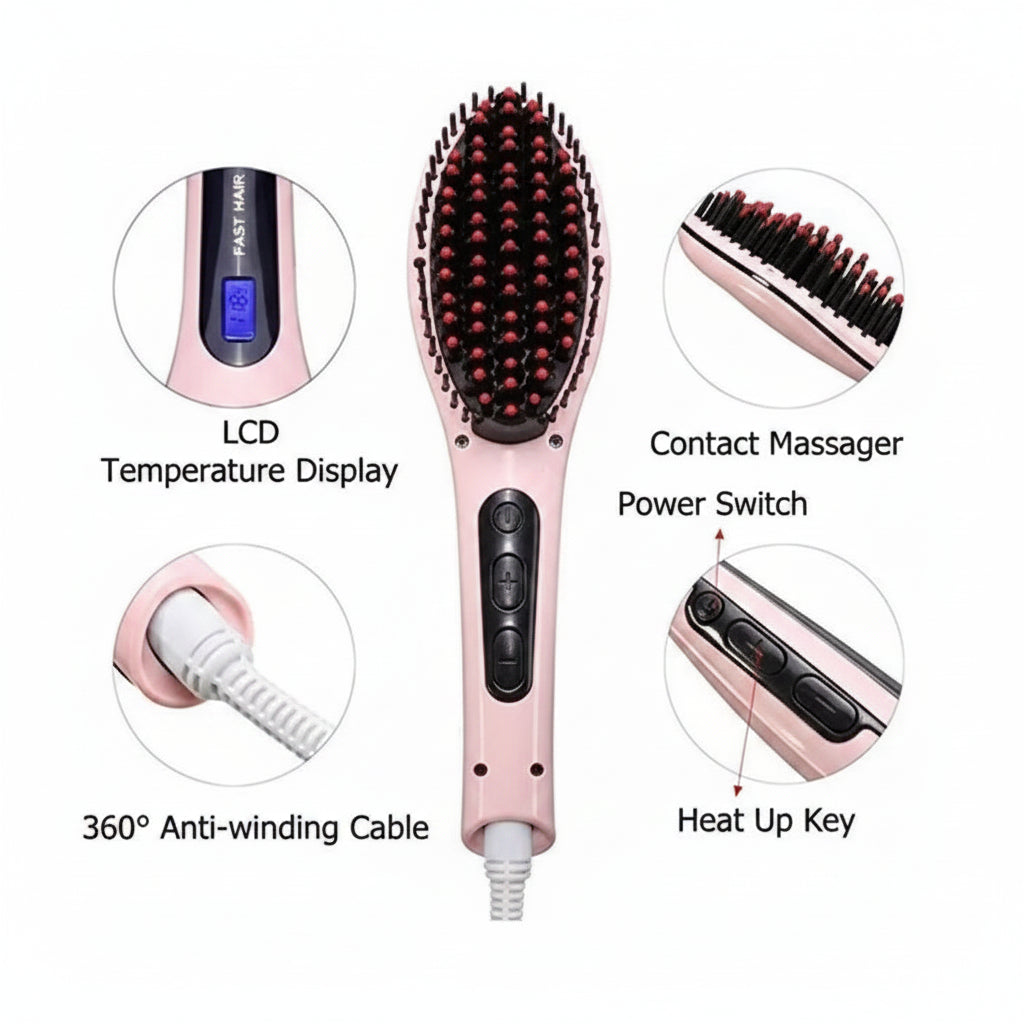 Digital Fast Brush Electric Hair Straightener
