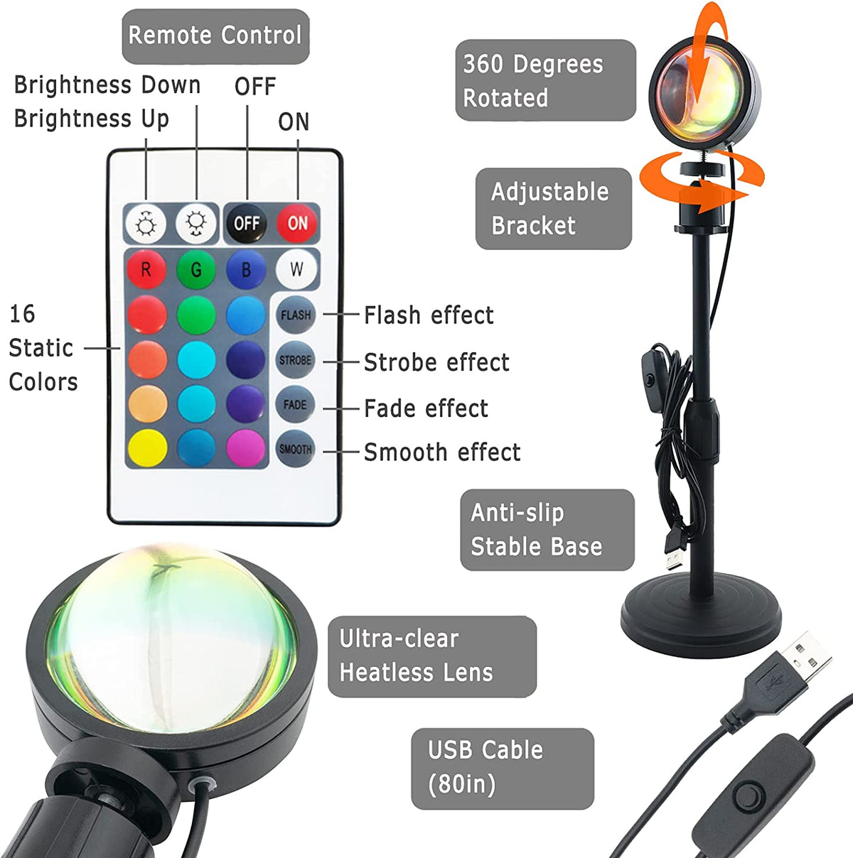 3-in-1 Sunset Light lamp Sunset Projection lamp