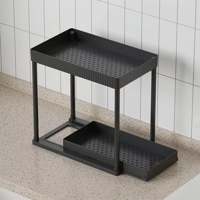 Multi-Functional Kitchen Shelf | Nail-Free Installation | Rust-Proof Carbon Steel Organizer | Waterproof & Strong Load-Bearing |